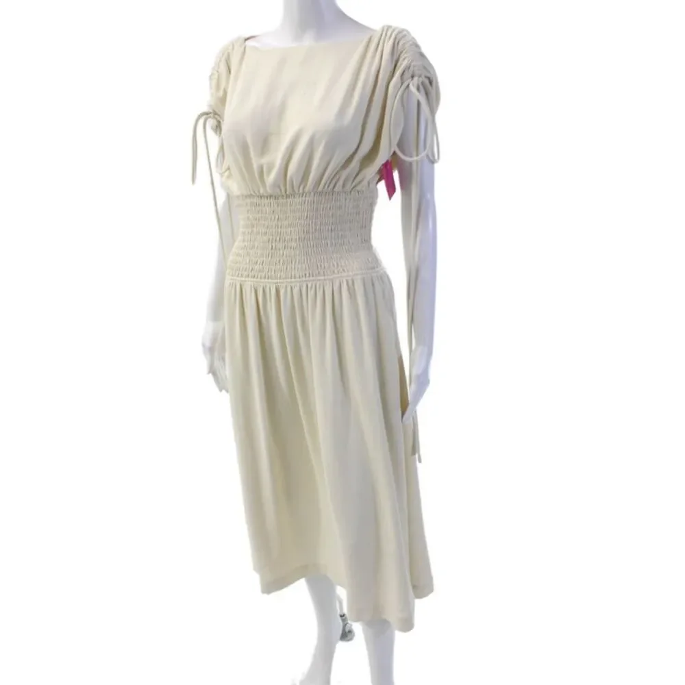 Modern Citizen Womens Scoop Neck Sleeveless Ruched Dress Nude Size S